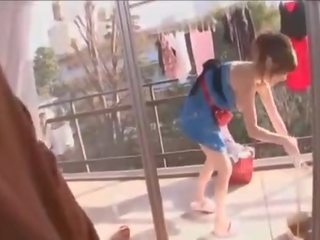 20 years old charming Japanese Housewife POV dirty clip at home